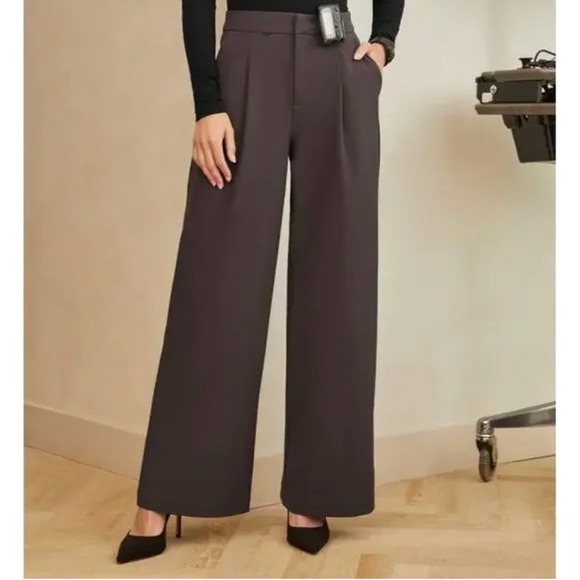 Figs Pants - Figs Women's Wide-Leg Trousers in Dark Brown